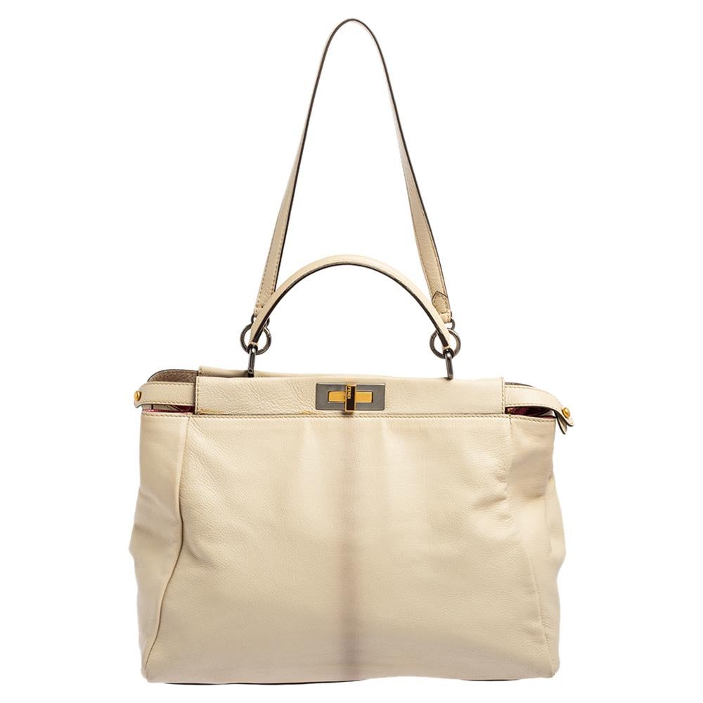 cream top handle bag