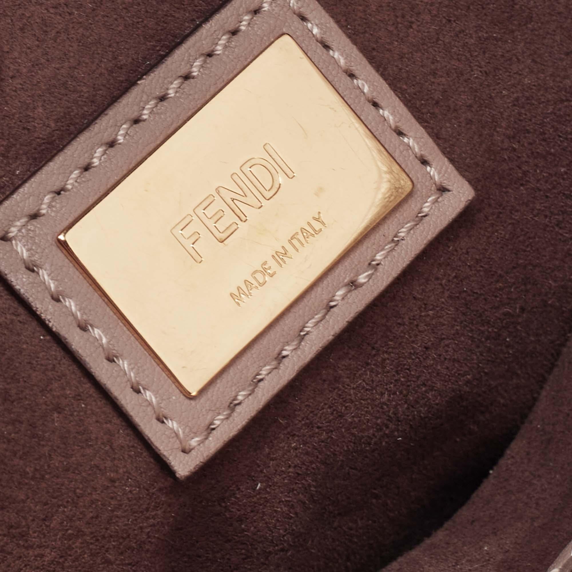 Fendi Cream Leather Medium Peekaboo Top Handle Bag 3