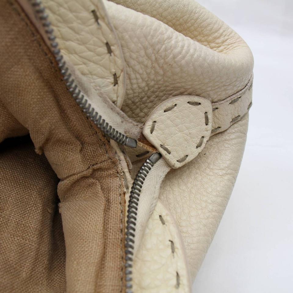 Fendi Cream Leather Selleria Bowler Bag 858819 For Sale 1