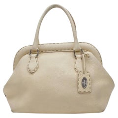 Vintage Fendi Cream Leather Selleria Bowler Bag 858819