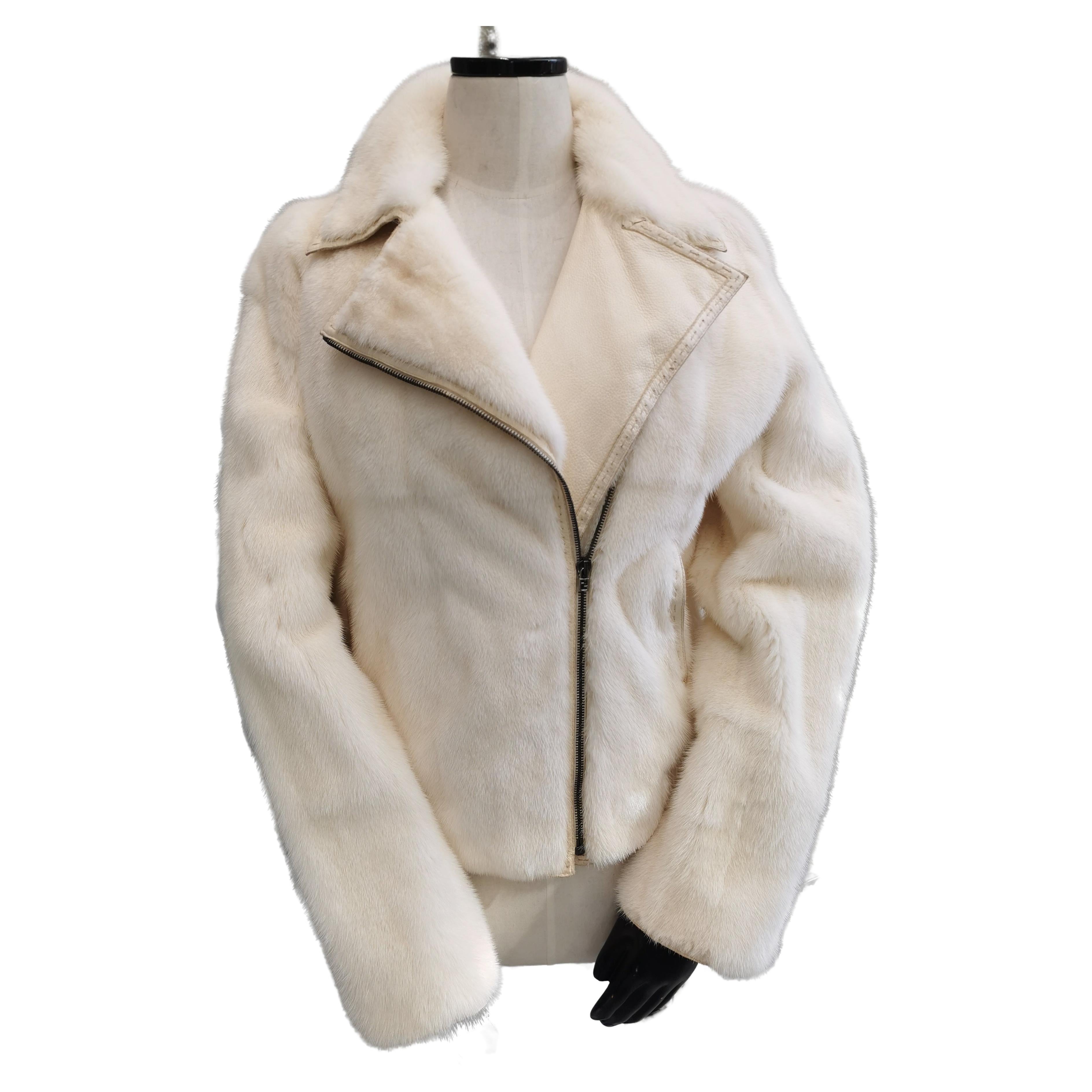 Mint Vintage Fendi Cream Mink Fur Coat (Size 12 - L) For Sale