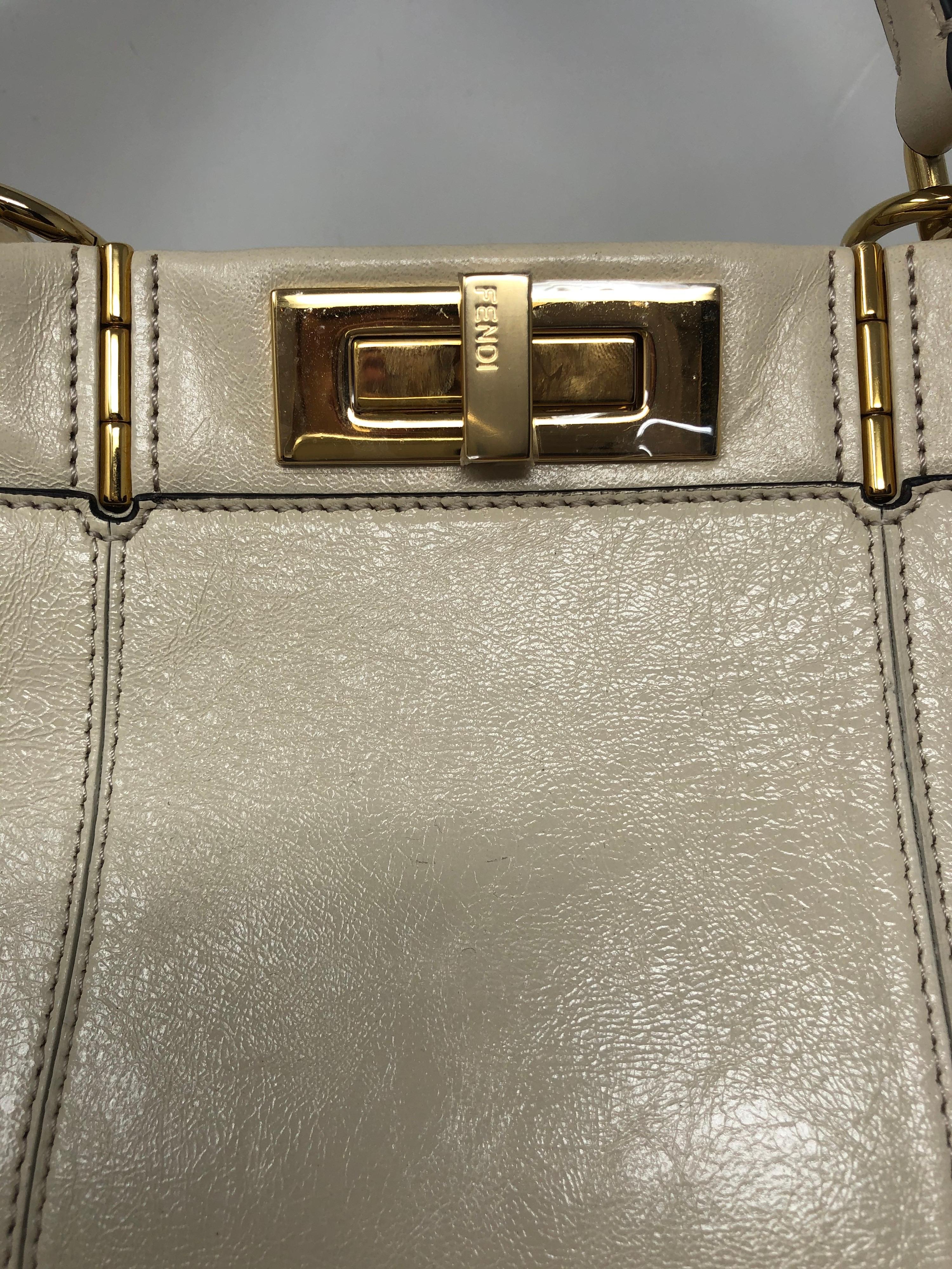 Beige Fendi Cream Peekaboo Bag 