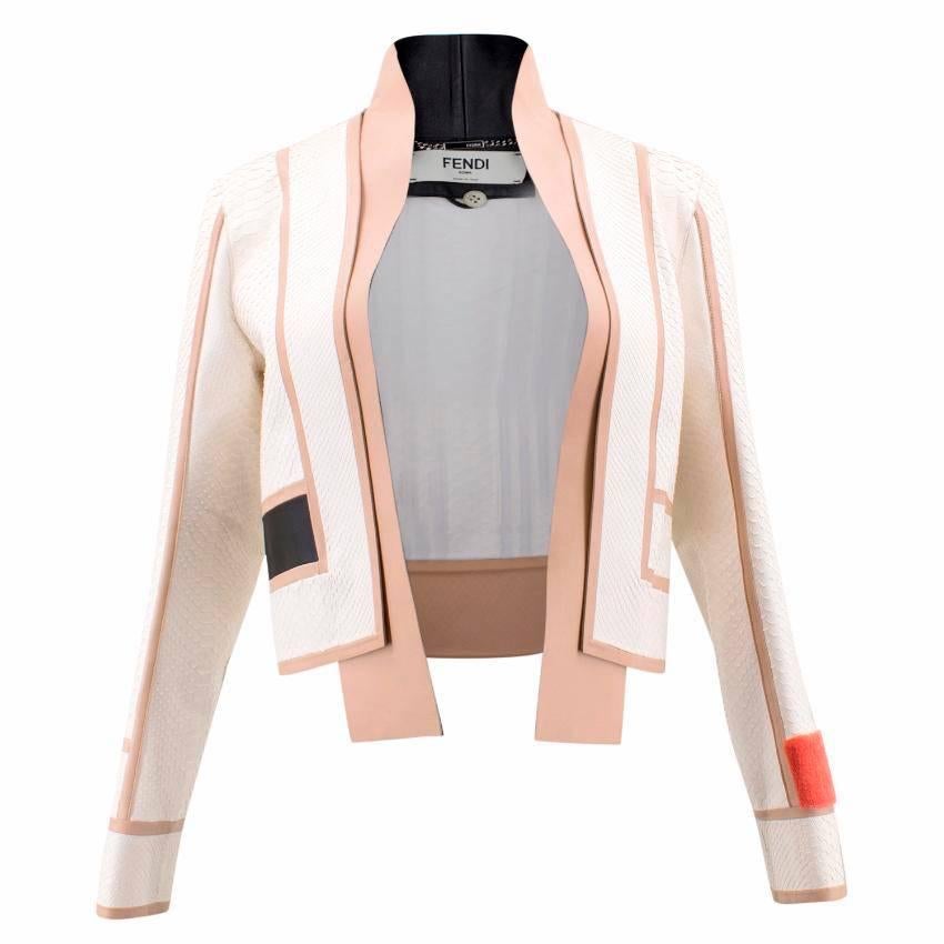 Fendi Cream Python Jacket (Size: US 0-2/XXS)  For Sale