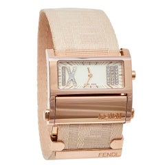 Fendi Cream Rose Gold Tone Stainless Steel Zip Code 1140L Women's Wristwatch 38 