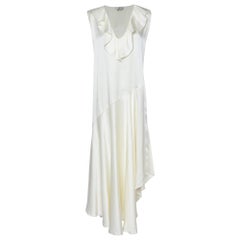 Fendi Cream Satin Ruffled Sleeveless Maxi Dress S