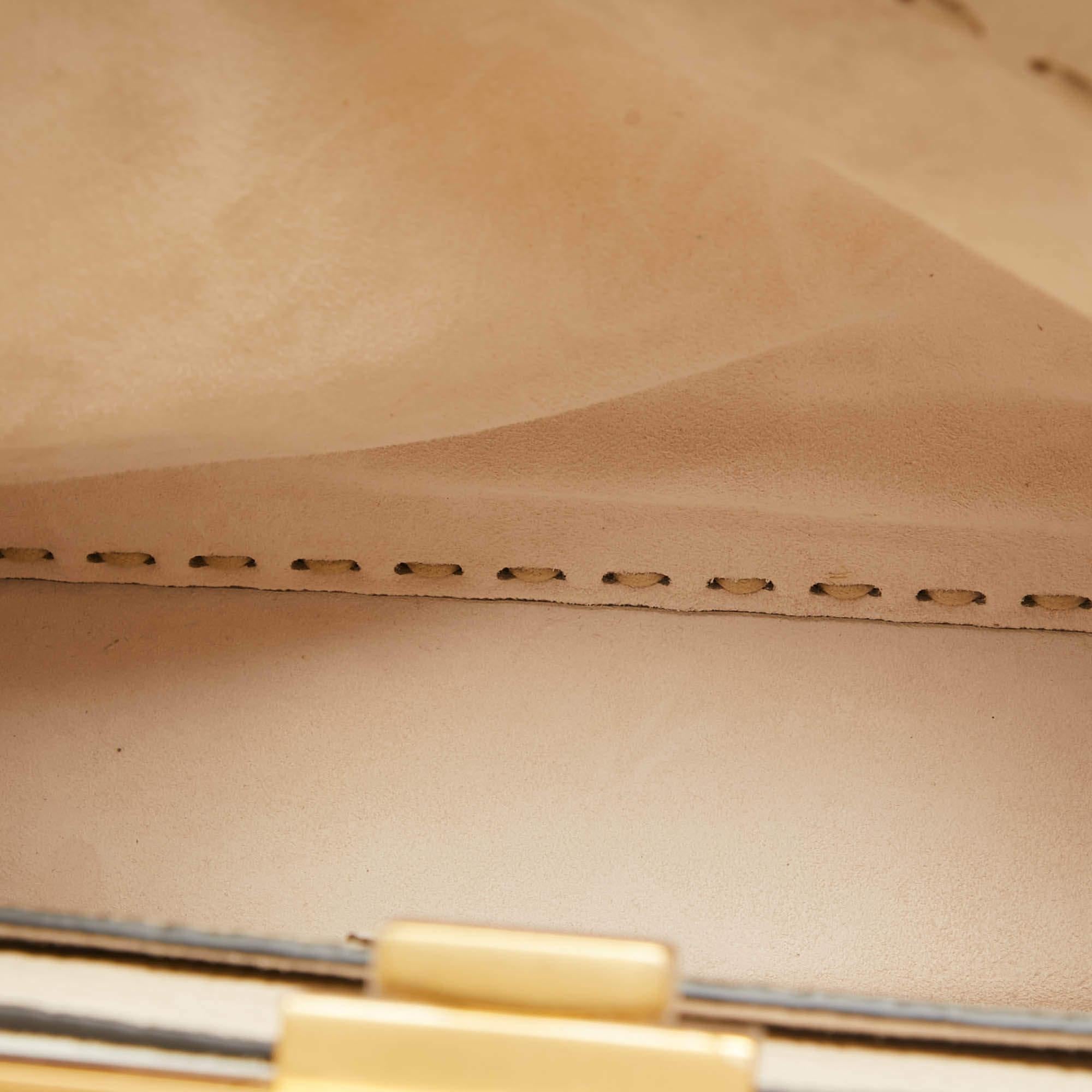 Fendi Cream Selleria Leather Medium Peekaboo ISeeU Top Handle Bag For Sale 2