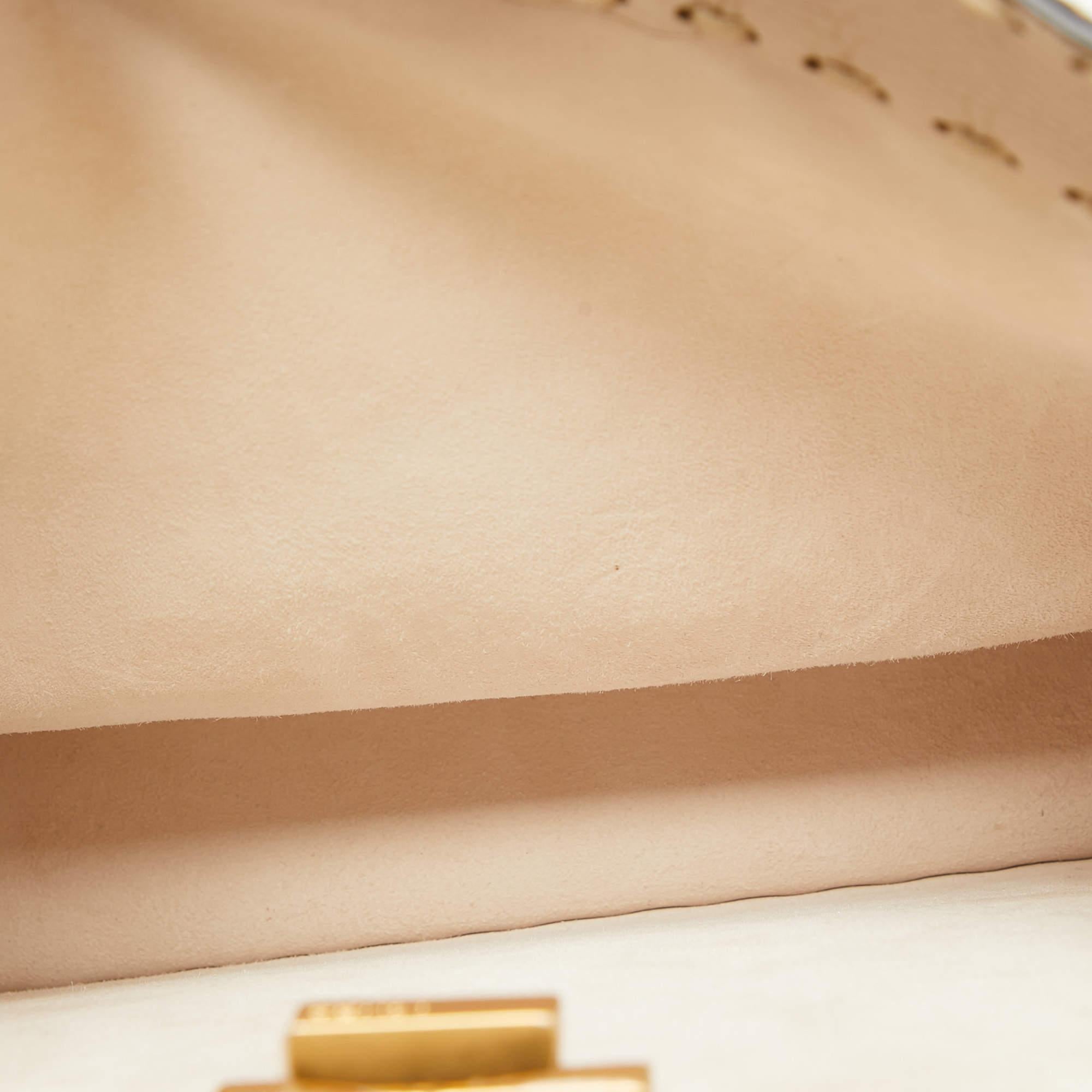 Fendi Cream Selleria Leather Medium Peekaboo ISeeU Top Handle Bag For Sale 3