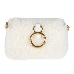 Fendi Cream Shearling Nano Maxi Buckle Baguette Charm