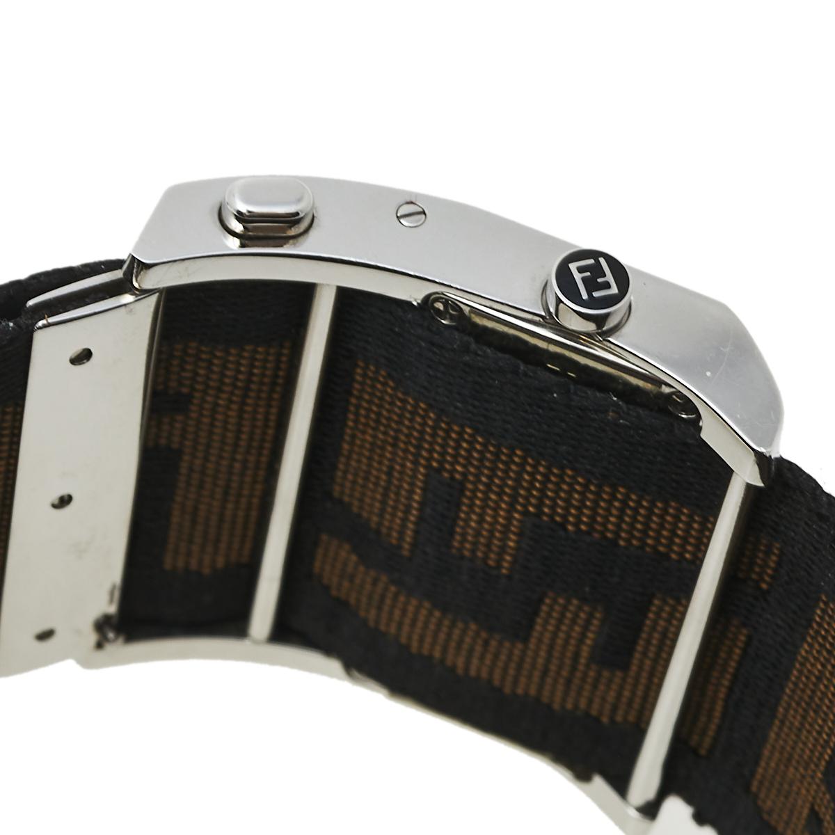 Fendi Cream Stainless Steel and Canvas Orologi 1120G Women s