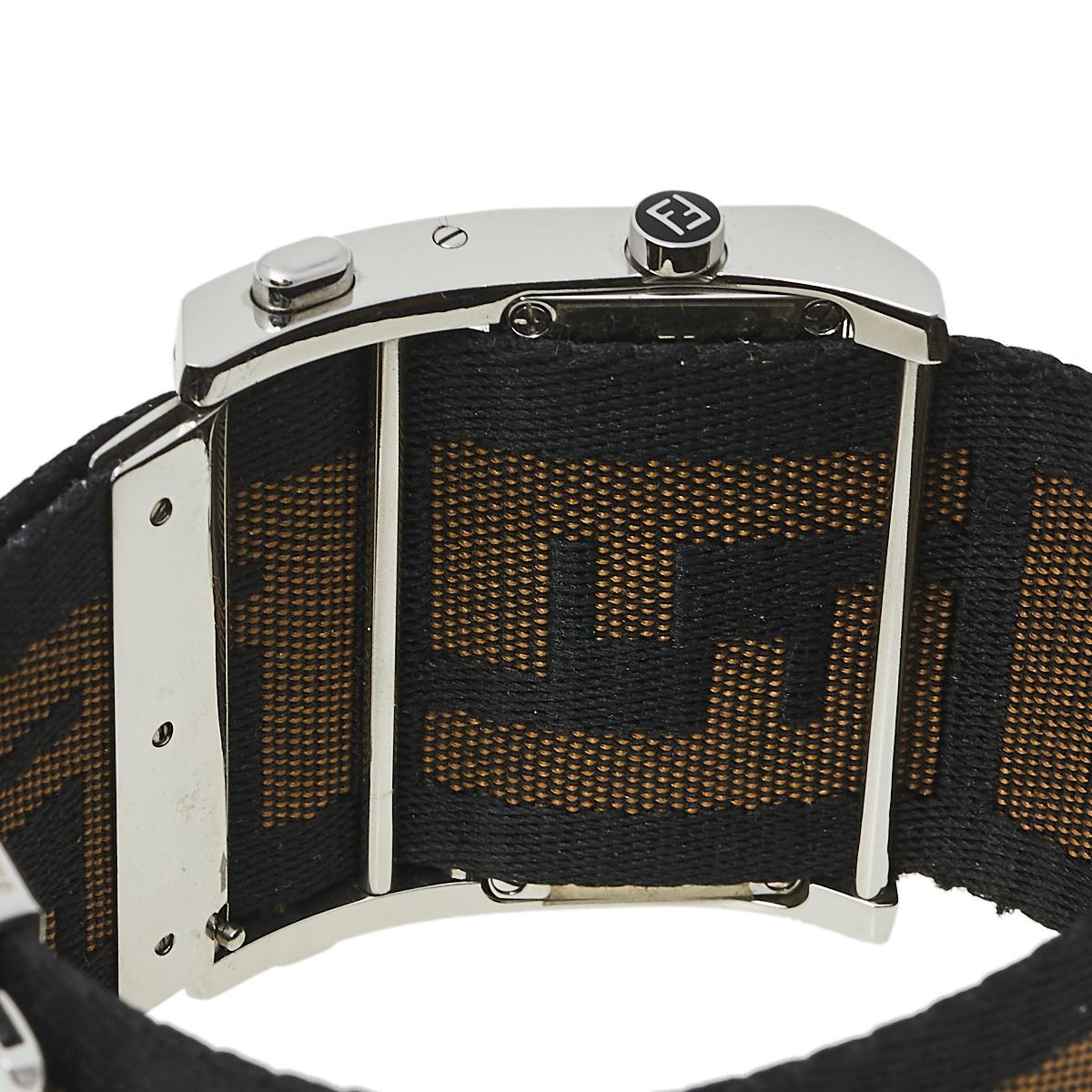 Fendi Cream Stainless Steel and Canvas Orologi 1120G Women's Wristwatch 45 mm 2