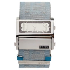 Fendi Cream Stainless Steel Canvas Zip Code1120G Women's Wristwatch 45 mm