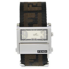 Fendi Cream Stainless Steel Fabric Zip Code 1120L Women's Wristwatch 38 mm