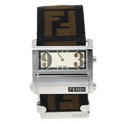 Fendi Acier inoxydable crème FF Zip Code 1120L Montre-bracelet pour femme 38 mm
