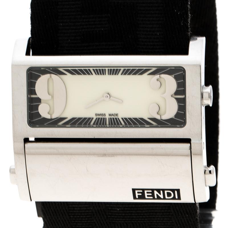 Contemporary Fendi Cream Stainless Steel Zip Code1120G Women's Wristwatch 45 mm