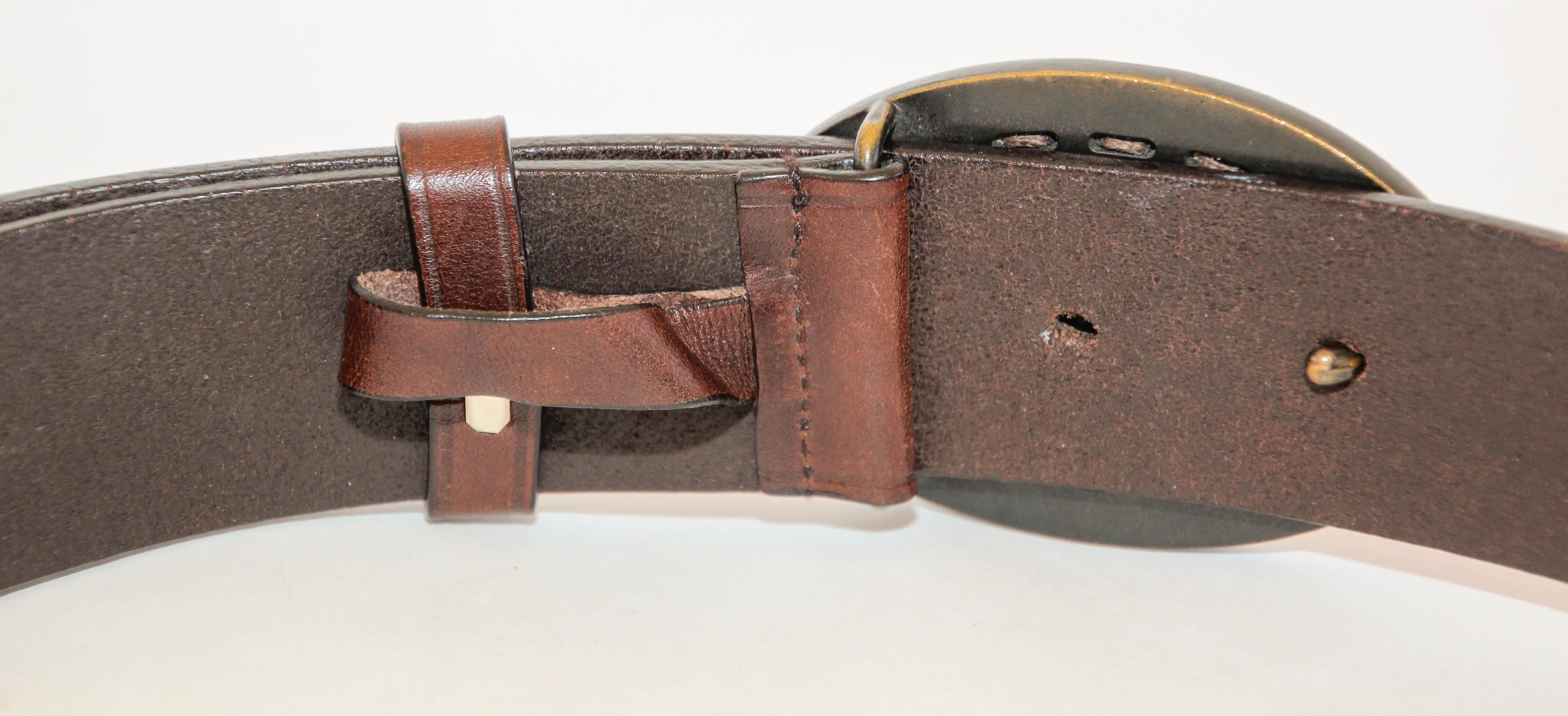 FENDI Crocodile Brown Leather Cowboy Belt 5