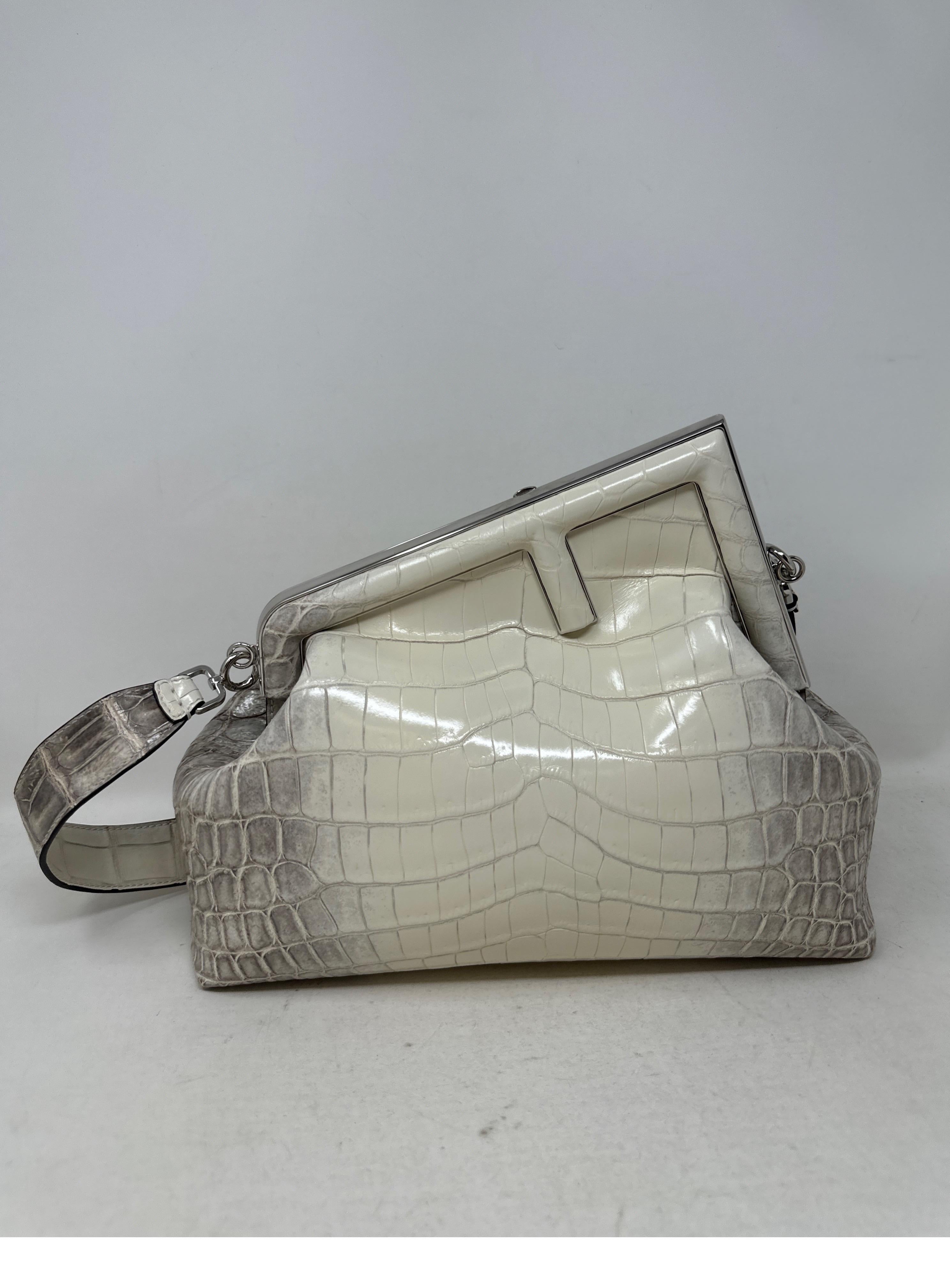 Fendi Crocodile White First Bag For Sale 14