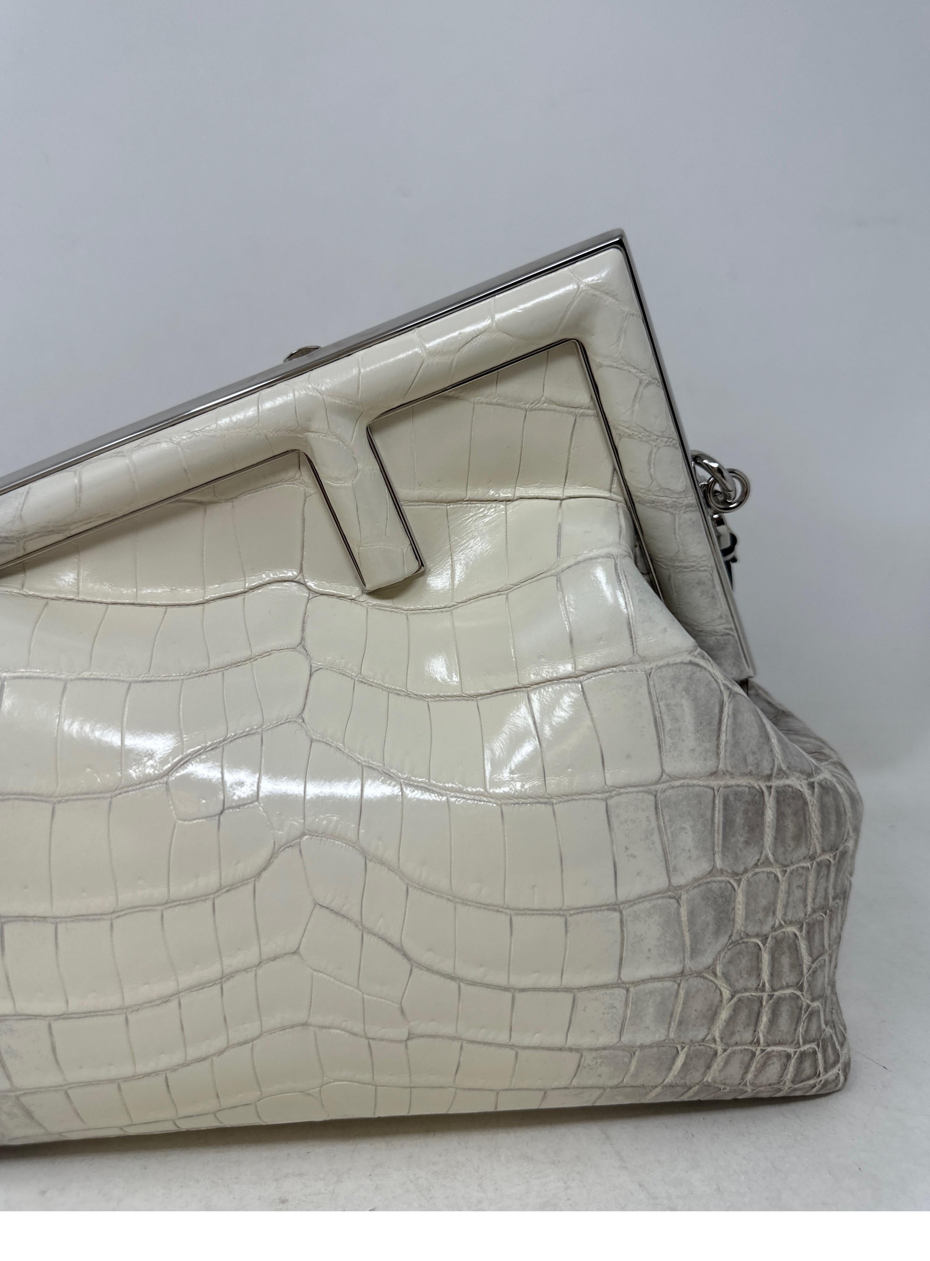 Fendi Crocodile White First Bag For Sale 15
