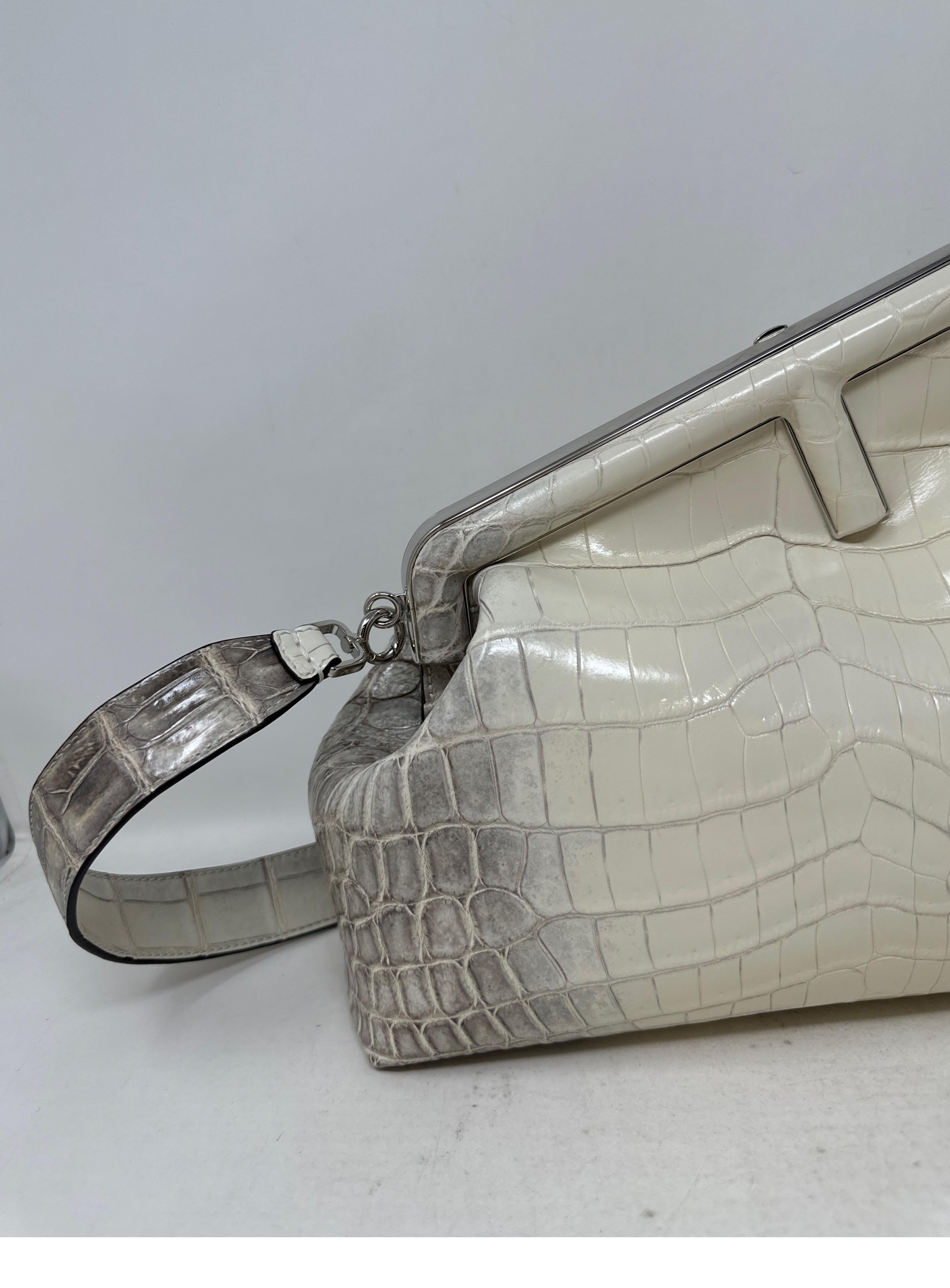 Fendi Crocodile White First Bag In New Condition For Sale In Athens, GA