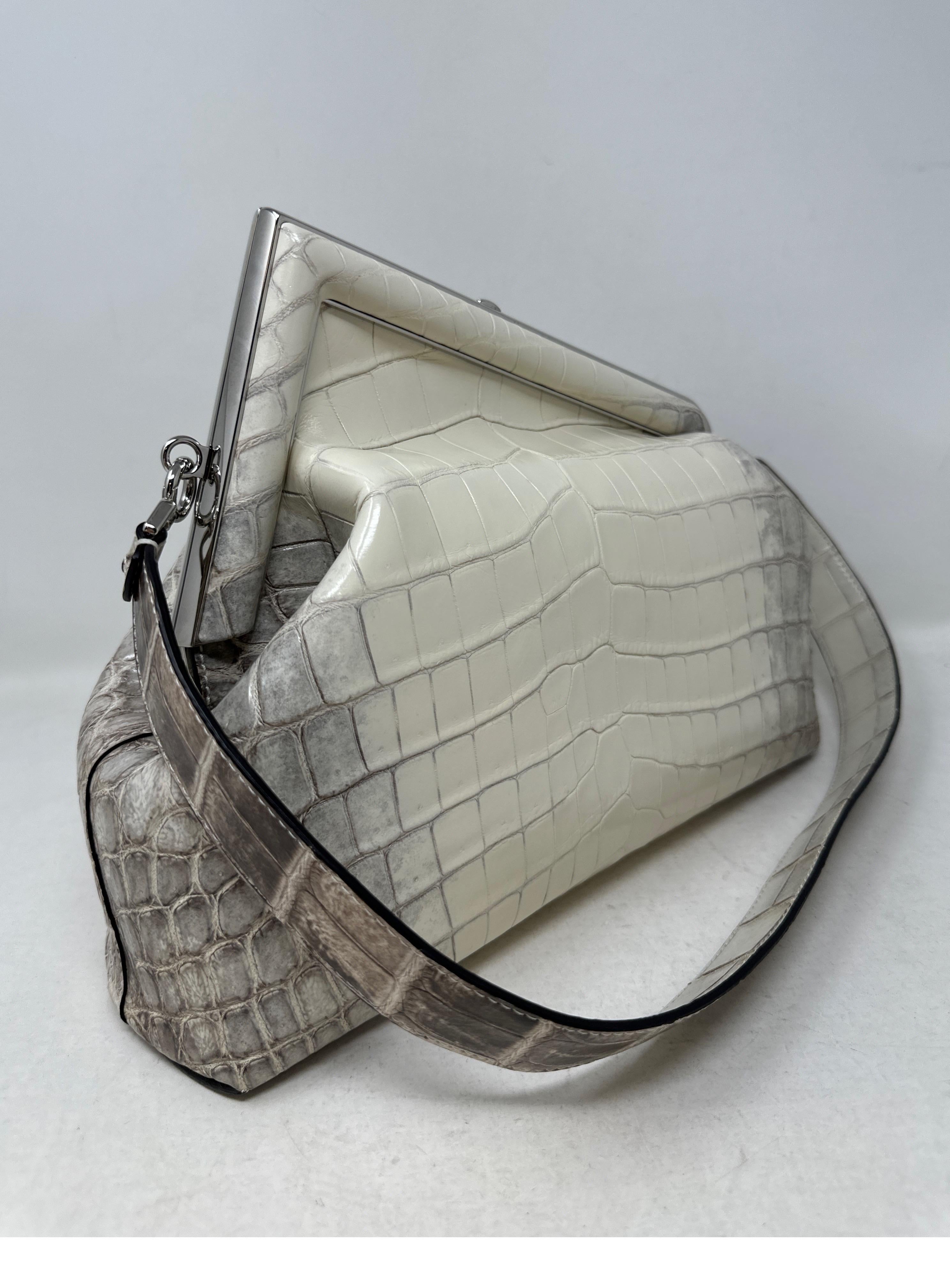 Fendi Crocodile White First Bag For Sale 2