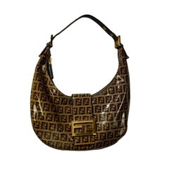Fendi Croissant Bag Brown Patent Monogram