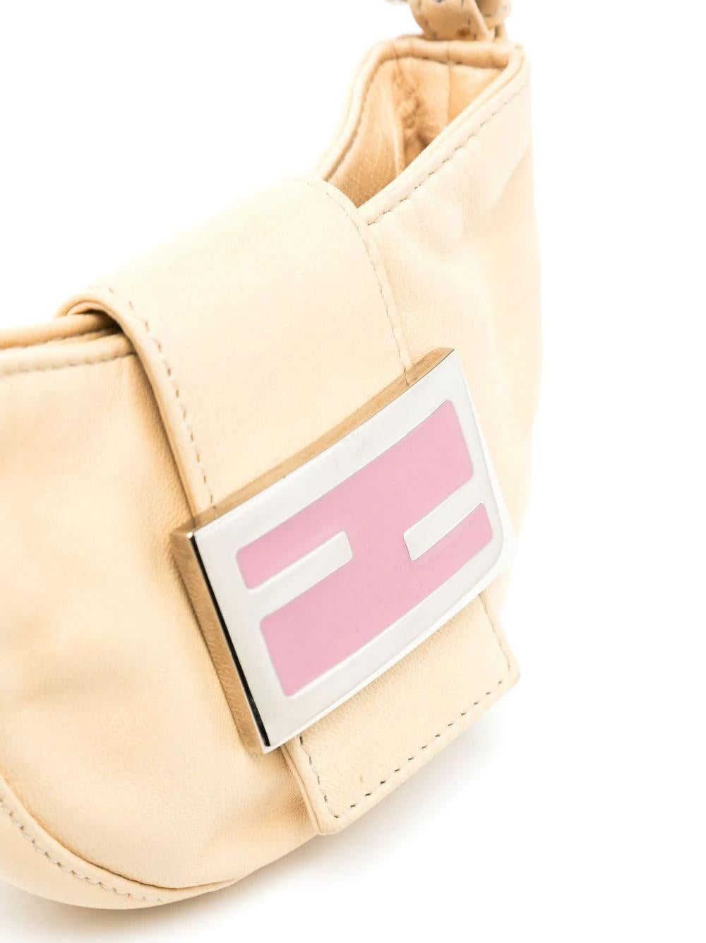 White Fendi Croissant Beige & Pink Bag For Sale