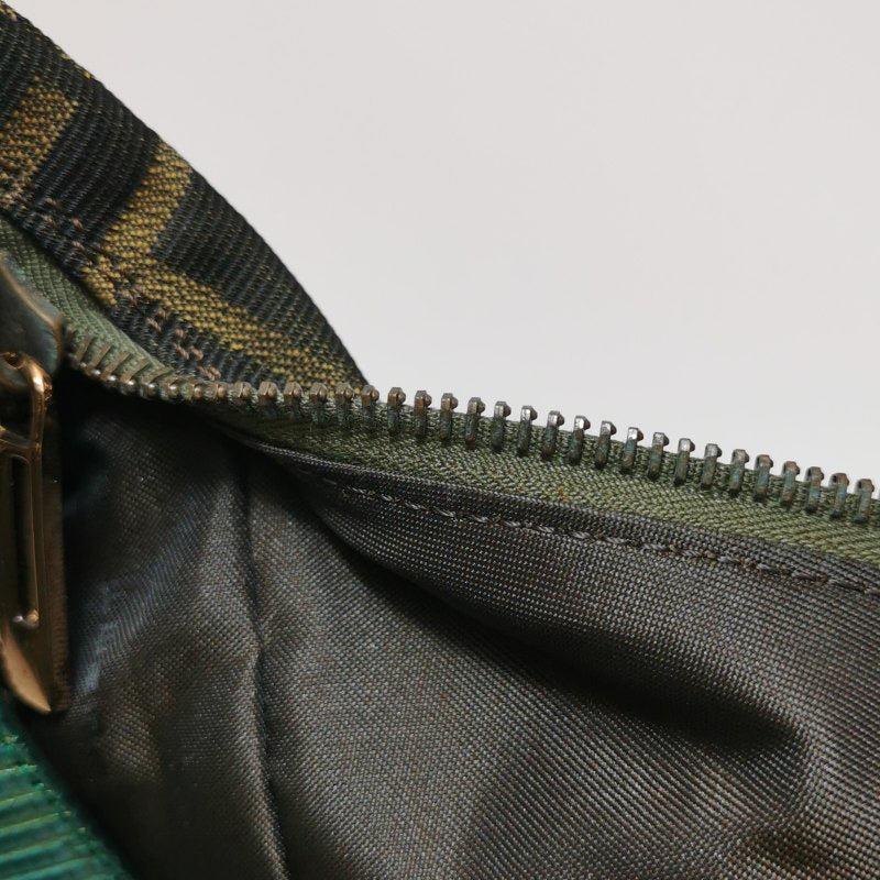 Fendi Croissant Shoulder Bag Zucca Monogram Canvas Lizard-skin Strap Bird Brooch 5