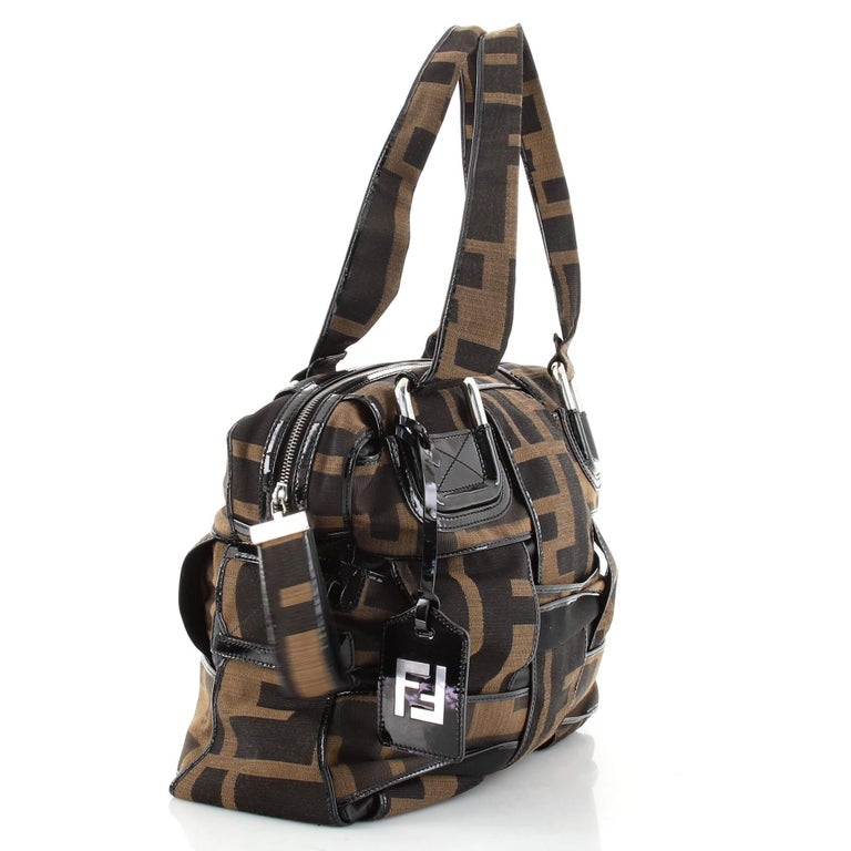 Fendi Crossword Shoulder Bag Woven Zucca Canvas Large at 1stDibs