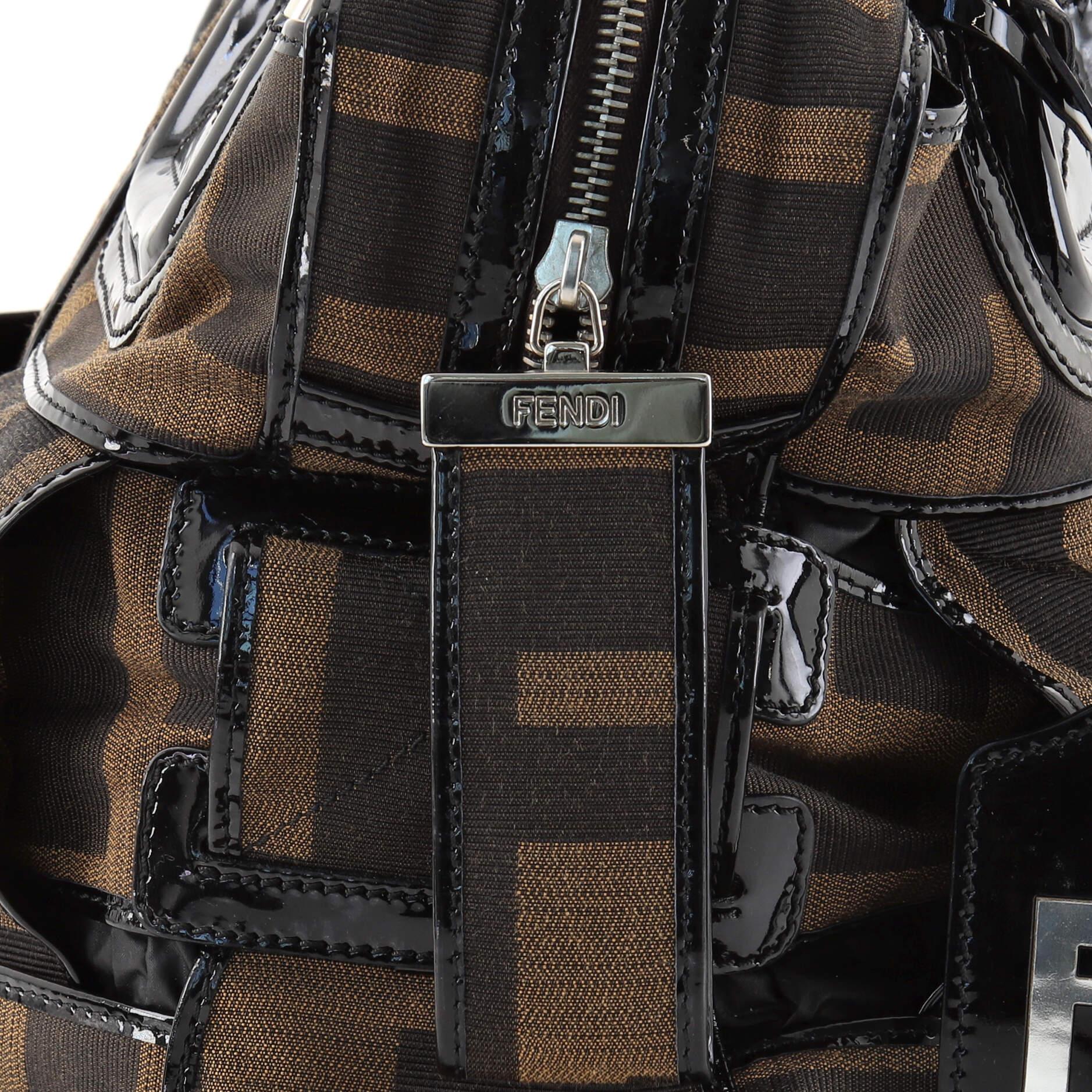 Fendi Crossword Shoulder Bag Woven Zucca Canvas Large In Good Condition In NY, NY