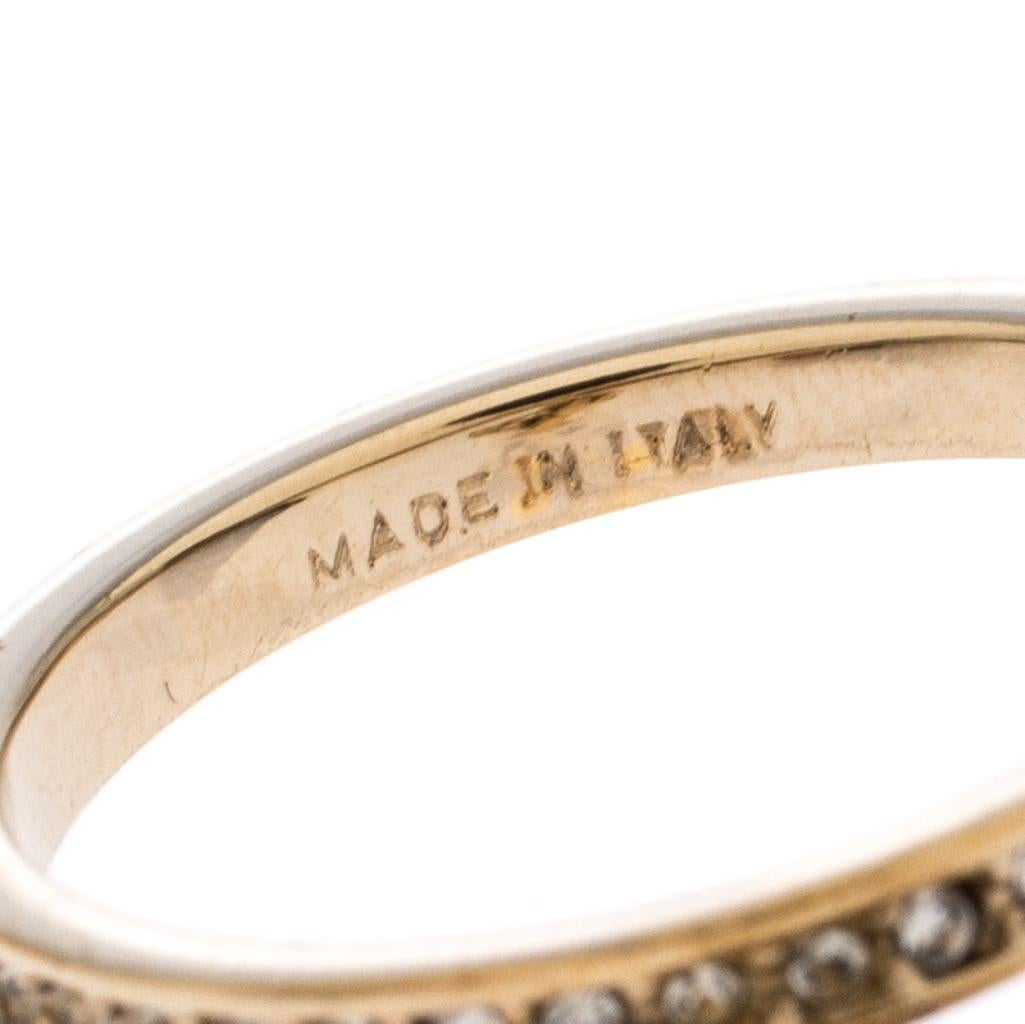 Women's Fendi Crystal Gold Tone Charm Ring Size 58