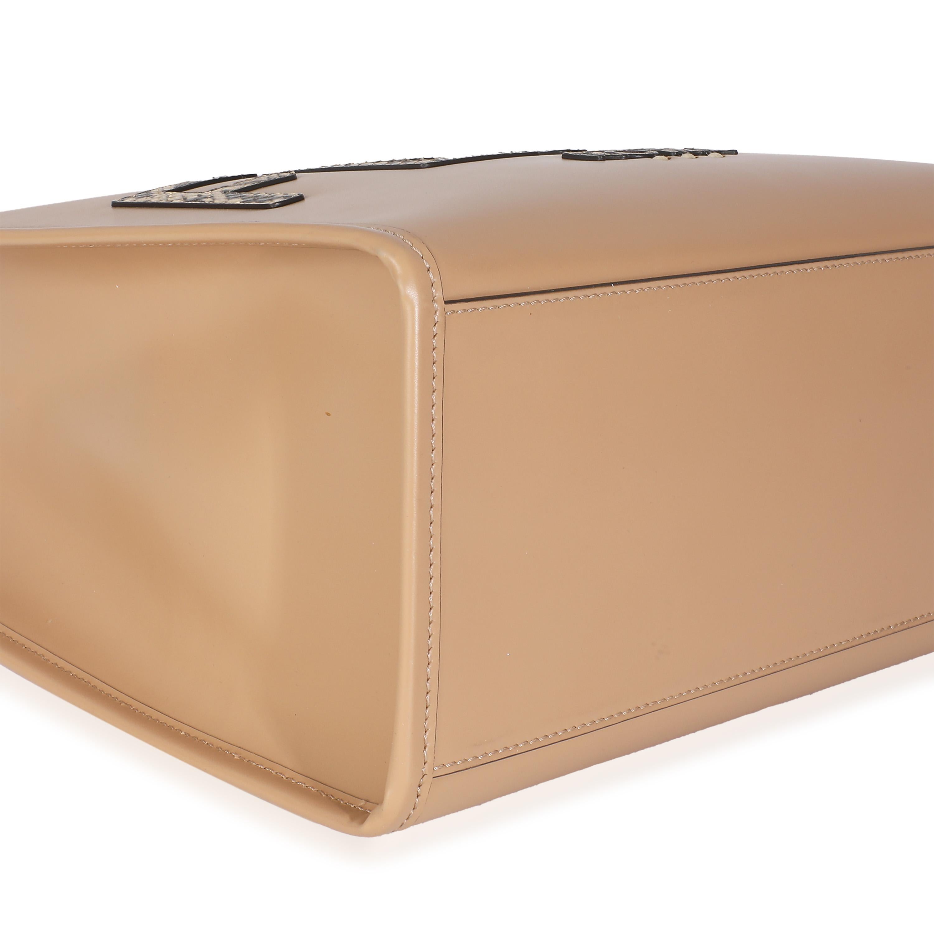 Fendi Beige Oscuro Piel de becerro Pitón Fendi Medio Sunshine Shopper Tote en venta 1