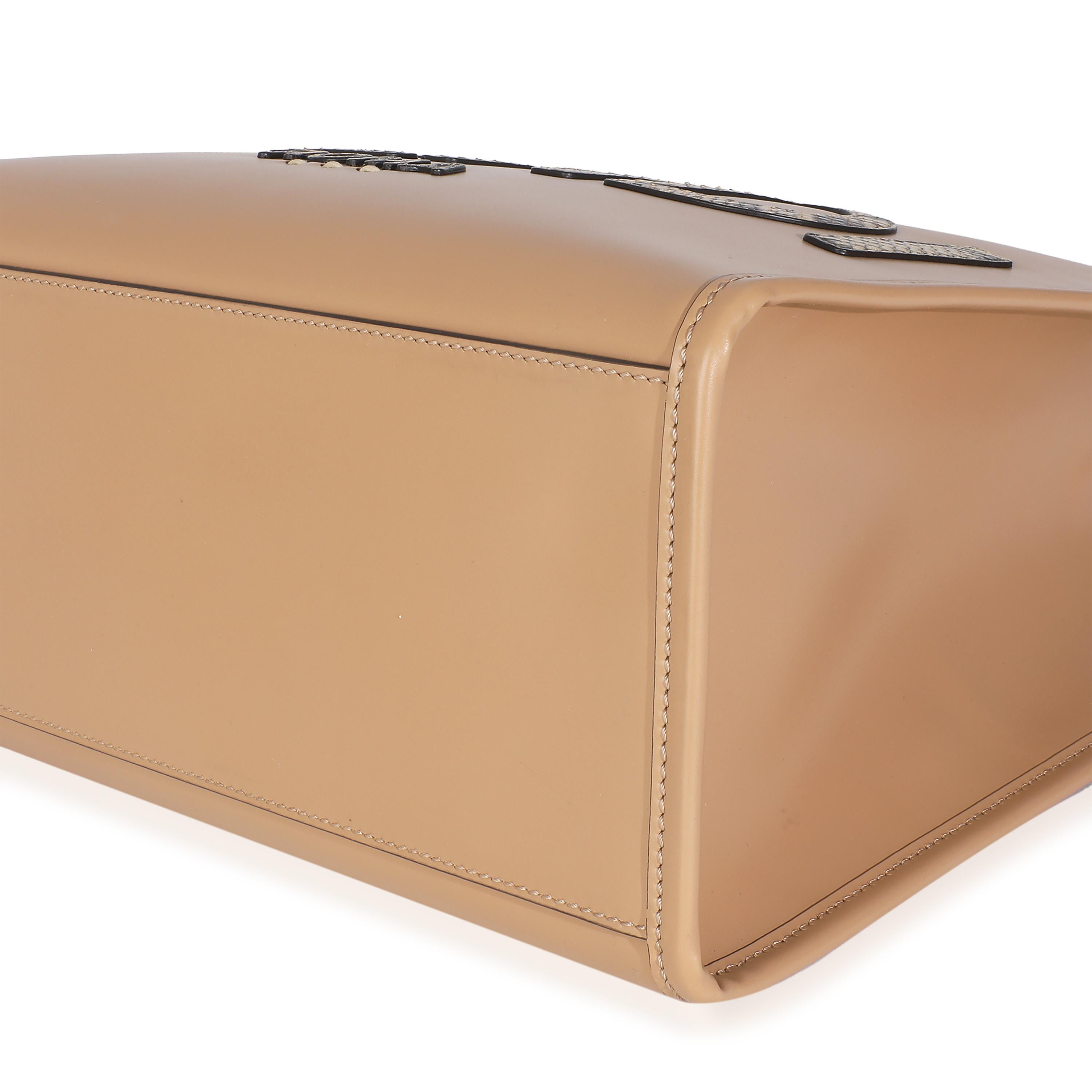 Fendi Beige Oscuro Piel de becerro Pitón Fendi Medio Sunshine Shopper Tote en venta 3