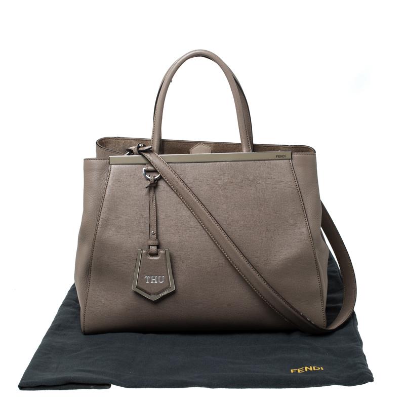 Fendi Dark Beige Leather Medium 2jours Tote 8