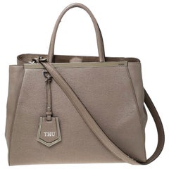 Fendi Dark Beige Leather Medium 2jours Tote