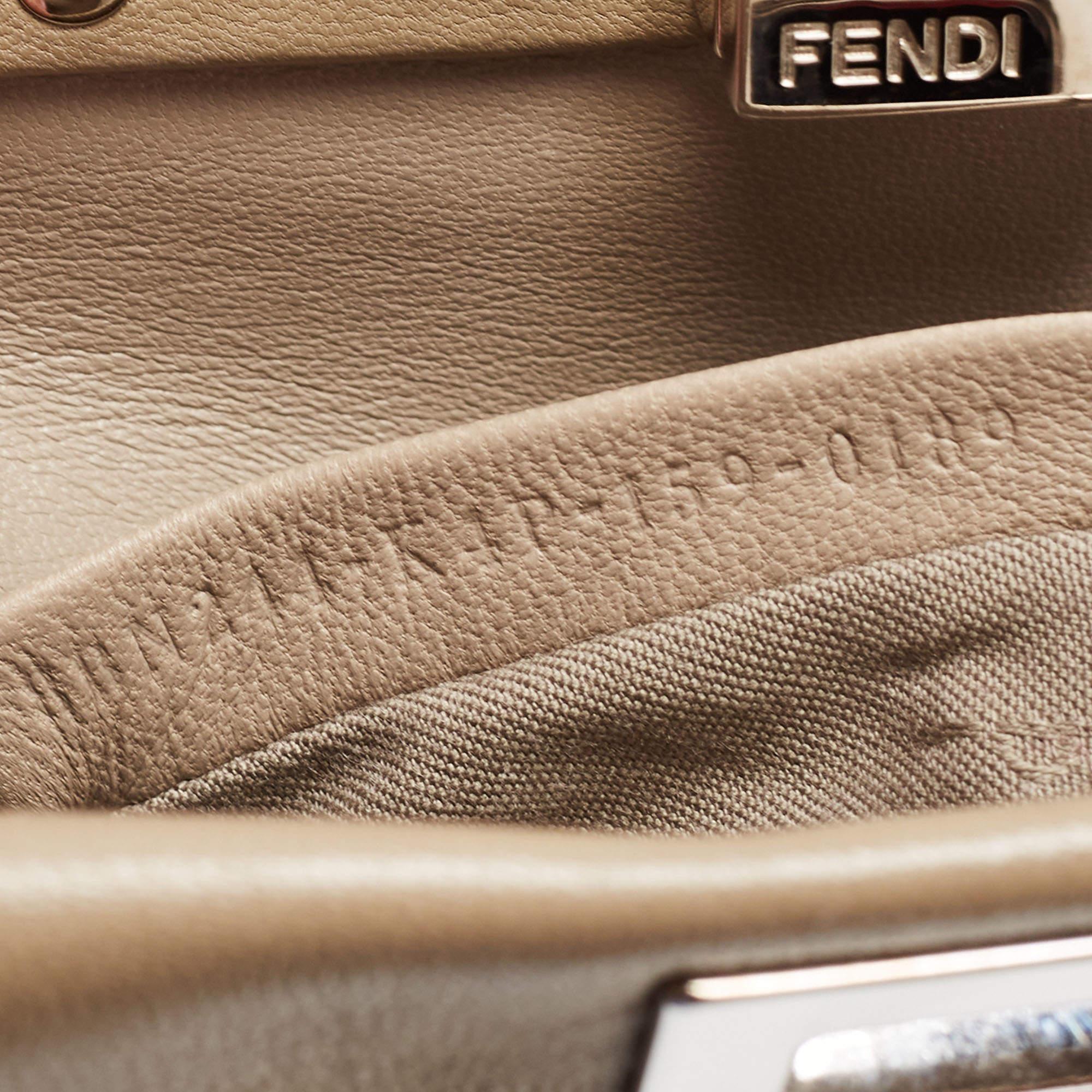 Fendi Dark Beige Leather Mini Peekaboo Top Handle Bag 2