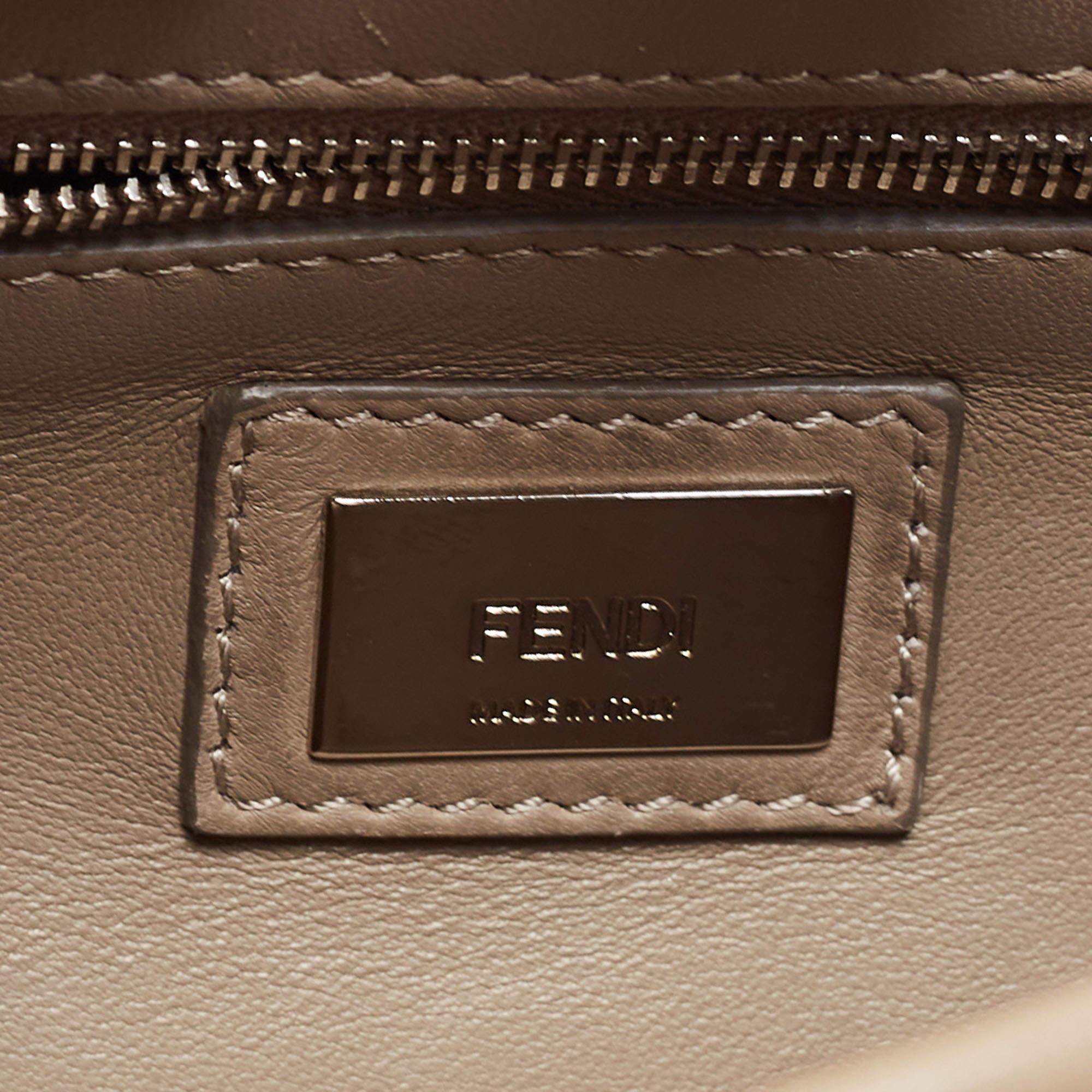 Fendi Dark Beige Leather Mini Peekaboo Top Handle Bag 3