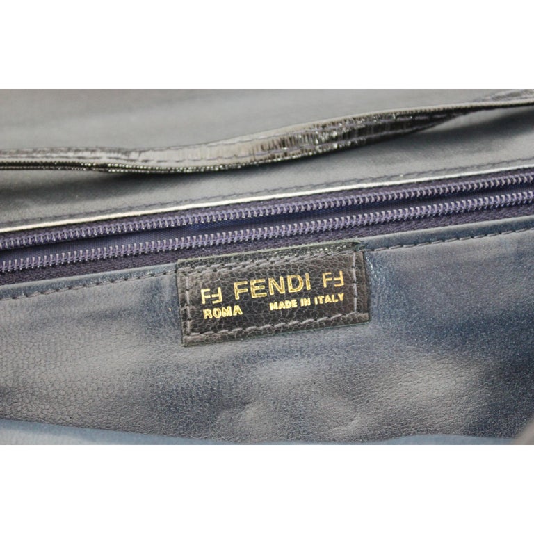 Fendi Dark Blue Patent Leather Clutch Bag 1970s For Sale at 1stdibs