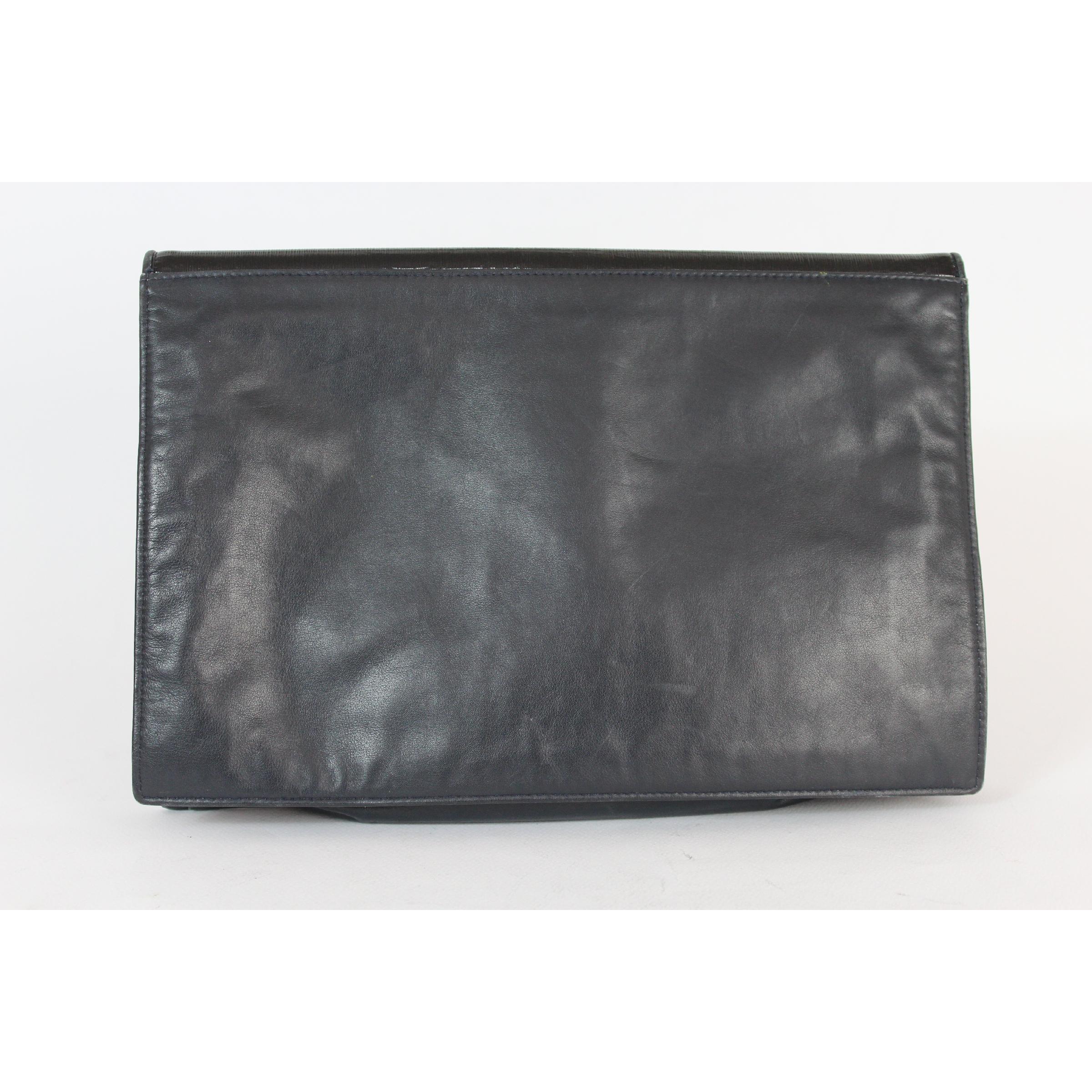 Women's Fendi Dark Blue Patent Leather Clutch Bag 1970s