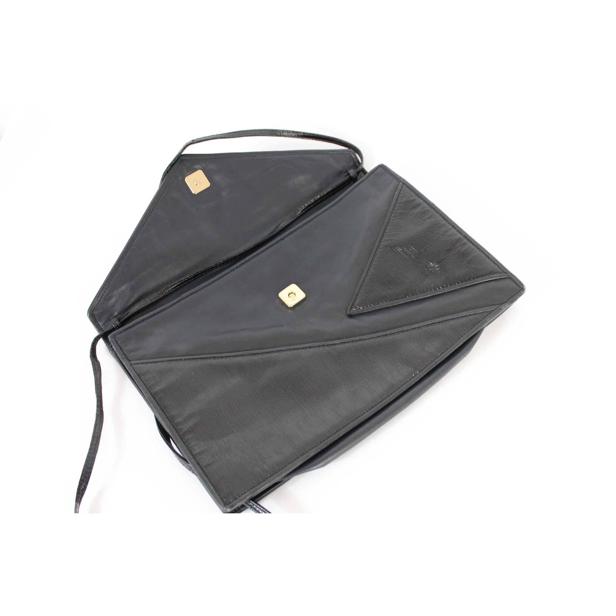 Fendi Dark Blue Patent Leather Clutch Bag 1970s 4
