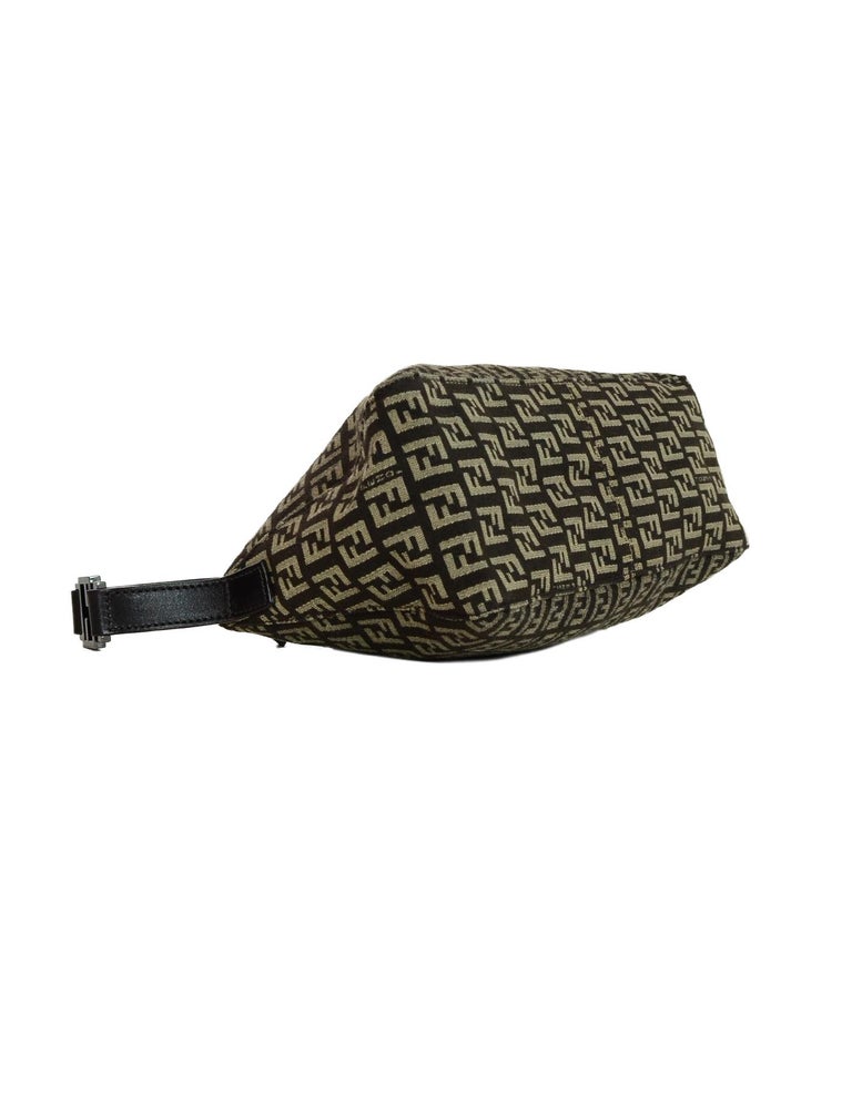 Fendi Dark Brown Canvas Zucca Monogram Zip Top Pochette Bag For Sale at ...