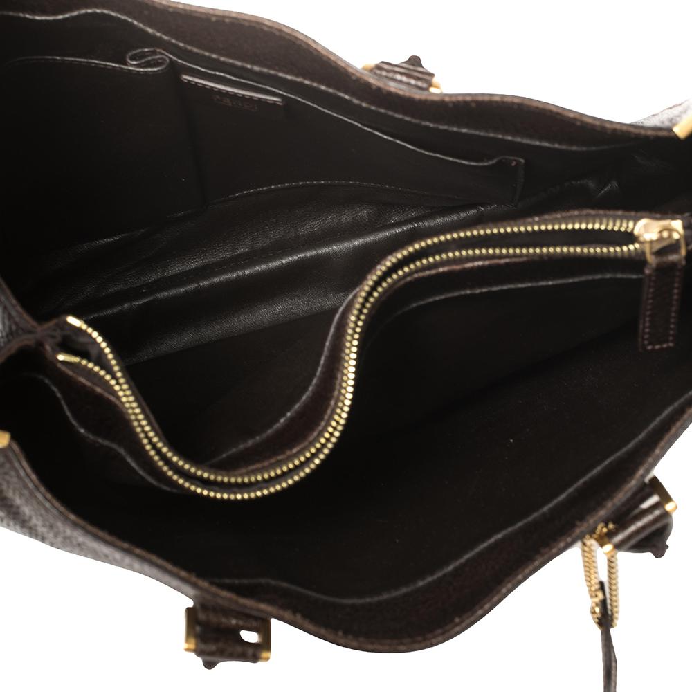 Fendi Dark Brown Dimpled Leather Classico No. 4 Tote 5