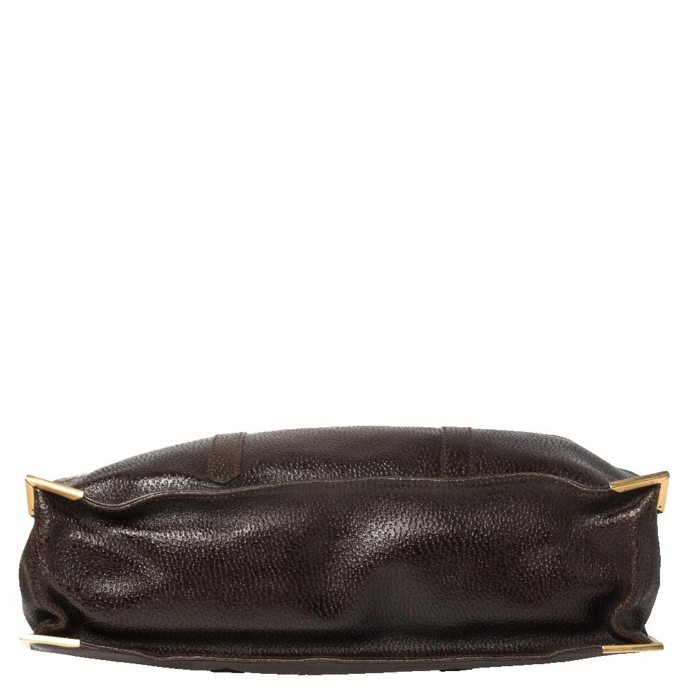 Fendi Dark Brown Dimpled Leather Classico No. 4 Tote In Good Condition In Dubai, Al Qouz 2