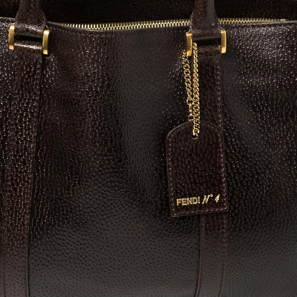 Fendi Dark Brown Dimpled Leather Classico No. 4 Tote 2