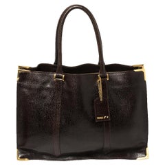 Fendi Dark Brown Dimpled Leather Classico No. 4 Tote