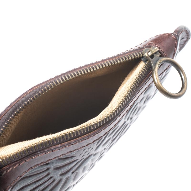 Women's Fendi Dark Brown Embossed Leather Oyster Hobo