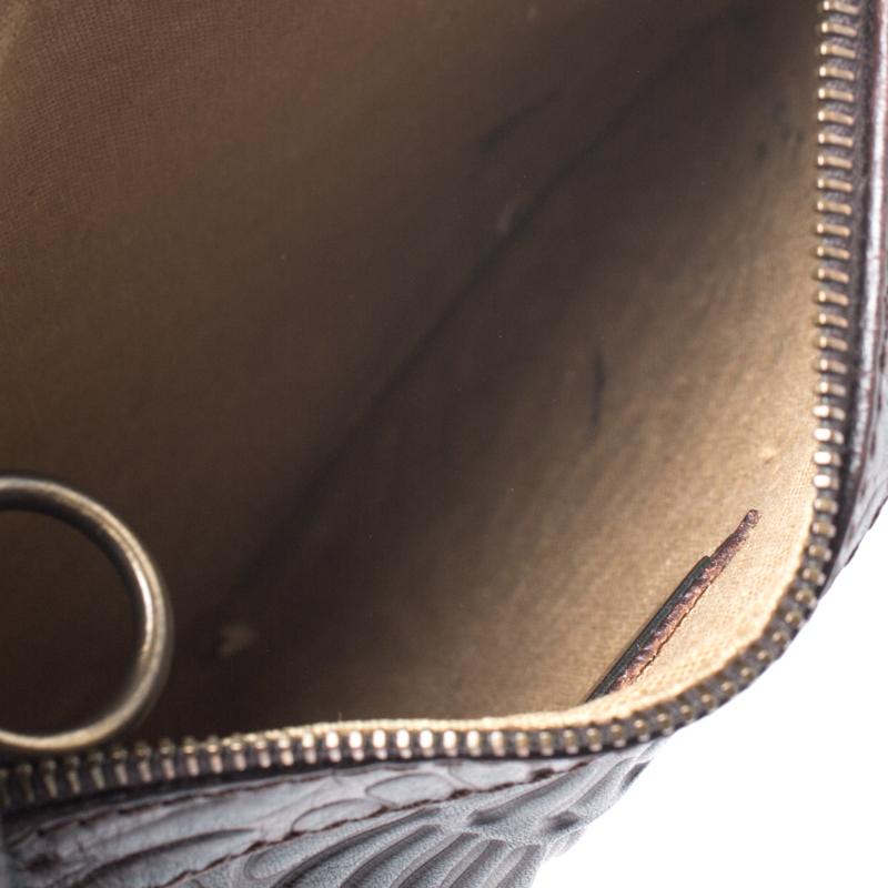 Fendi Dark Brown Embossed Leather Oyster Hobo 2