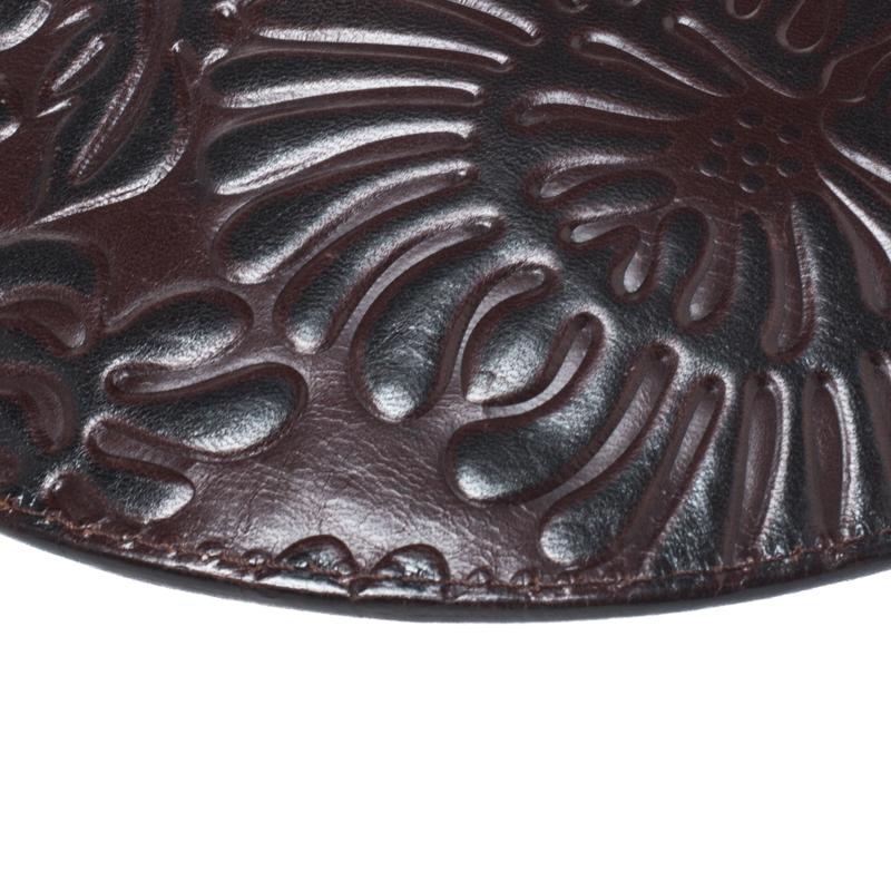 Fendi Dark Brown Embossed Leather Oyster Hobo 4
