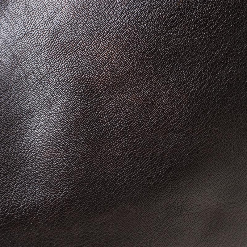 Fendi Dark Brown Leather Large Peekaboo Top Handle Bag 5