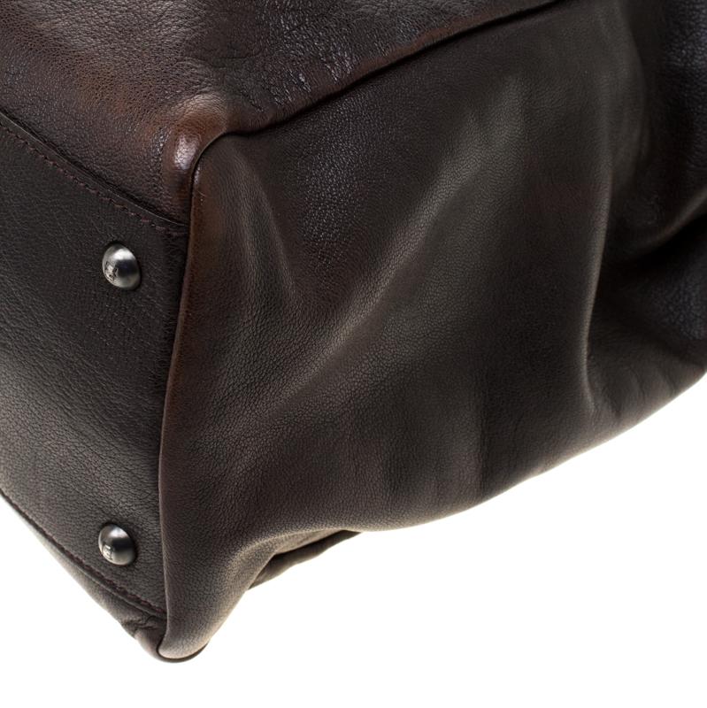 Fendi Dark Brown Leather Large Peekaboo Top Handle Bag 6