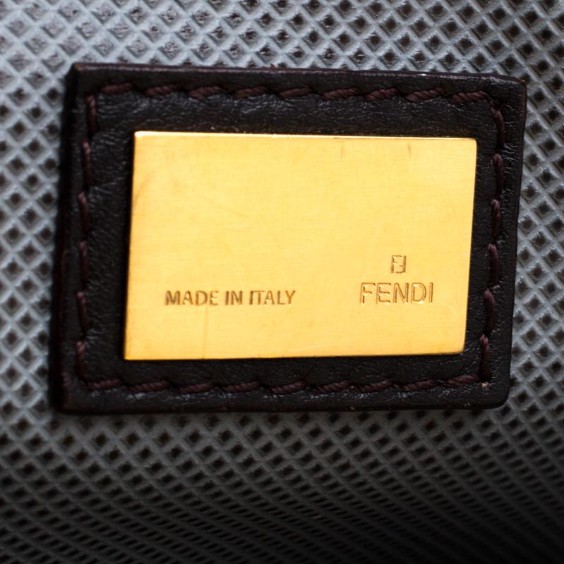 Fendi Dark Brown Leather Large Peekaboo Top Handle Bag 2