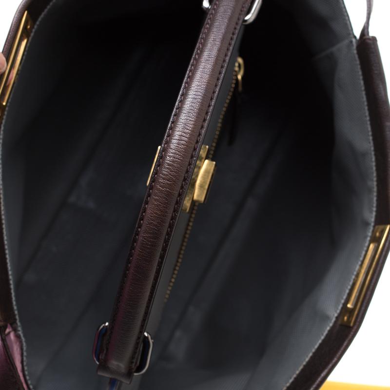 Fendi Dark Brown Leather Large Peekaboo Top Handle Bag 3